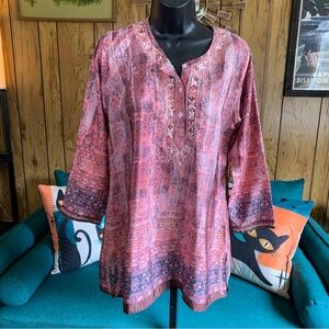 Gorgeous Bohemian Pink Artisan Tunic Top from the Novica Catalog
